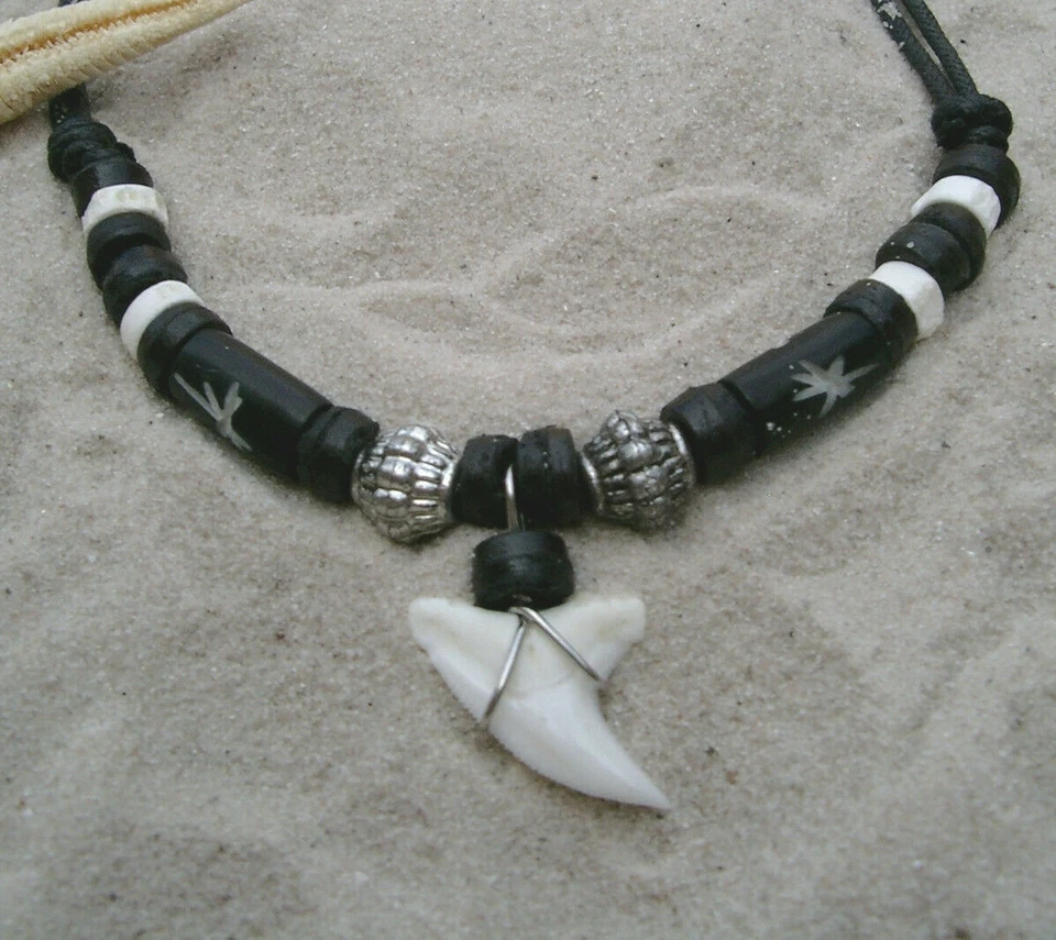 n 187-B / SHARK TOOTH Haizahnkette Haifischzahn Haizahn Hai Surferkette Kette - Bild 1 von 1
