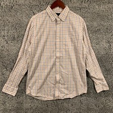 Banana Republic Slim Fit White Plaid Long Sleeve Button Down Shirt Mens L