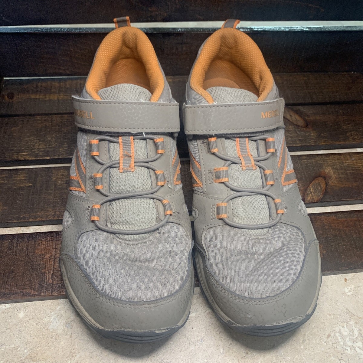 Merrell Boys Size M-Trail Chaser Sneakers Hiking Shoe Gunsmoke Orange