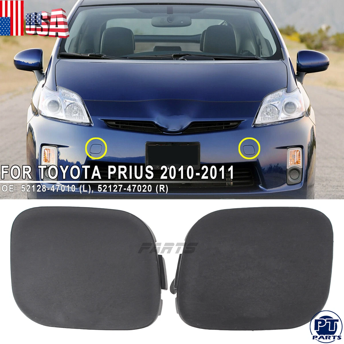 Pair For 2010 2011 Toyota Prius Front Bumper Tow Hook Eye Cap