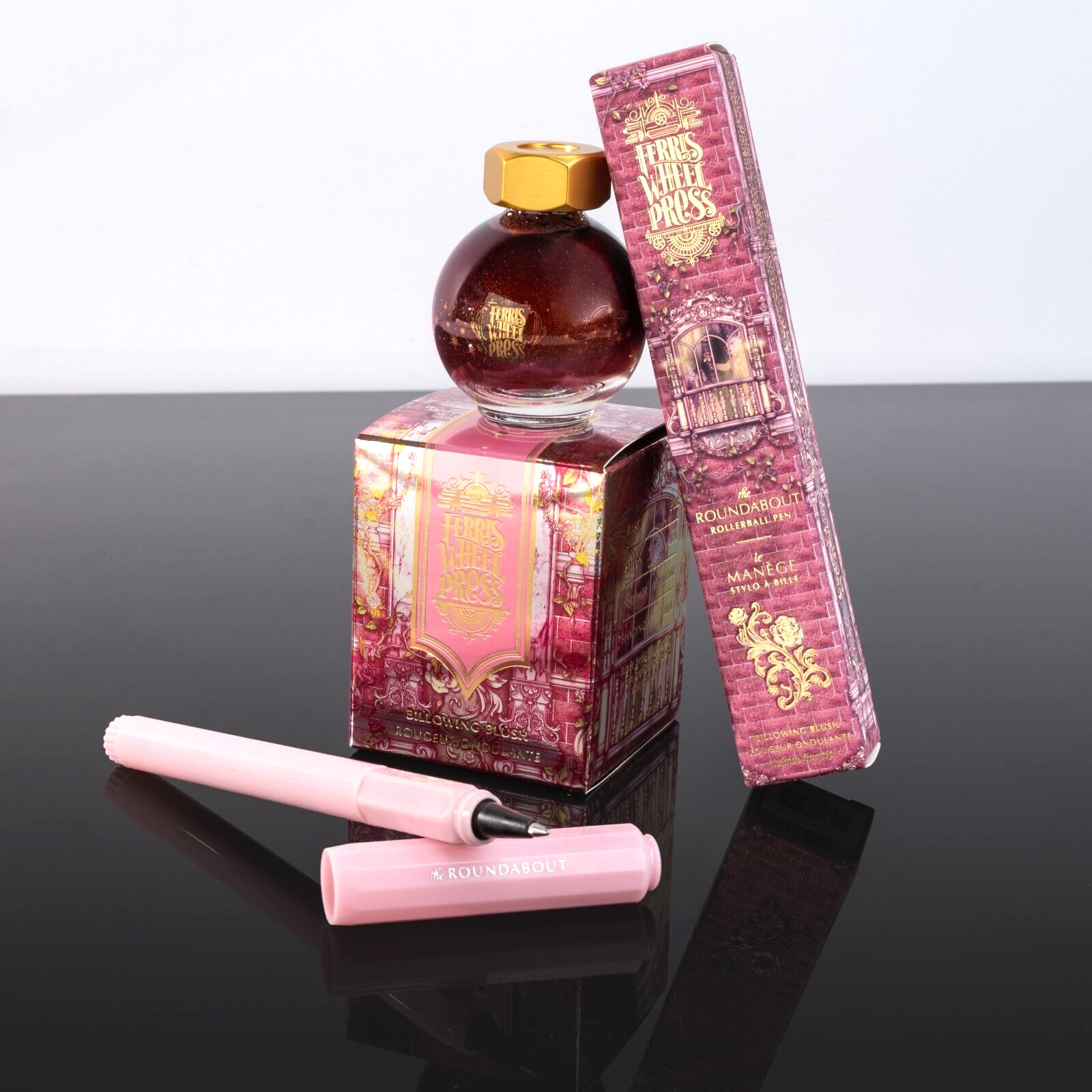 Ferris Wheel Press Billowing Blush Ferritales 20ml Ink & Rollerball Pen Set