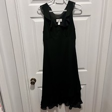 Lori Ann Montreal vintage Dress black cocktail maxi v neck medium 10 women