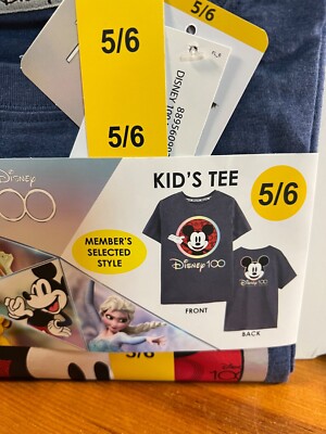 Disney 100 Kids Boys or Girls Mickey Mouse Blue T-Shirt Size 5/6