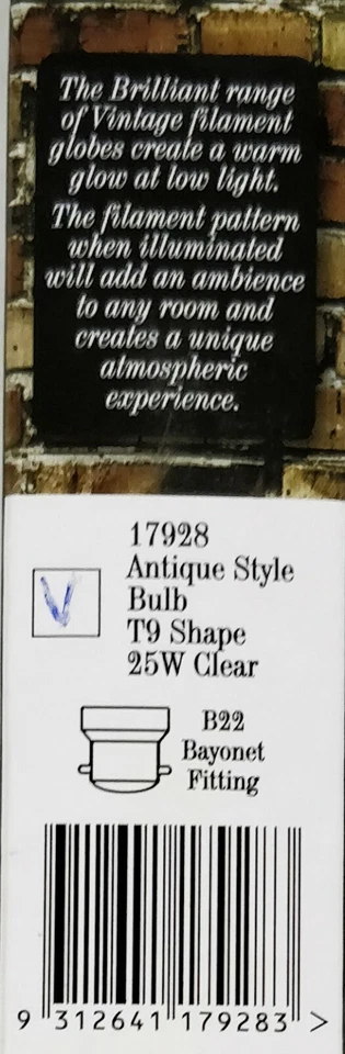 2 x 25W T9 Linear Vintage Filament Light Globes Bulbs Lamps B22 Bayonet Dimmable - Image 4 of 4