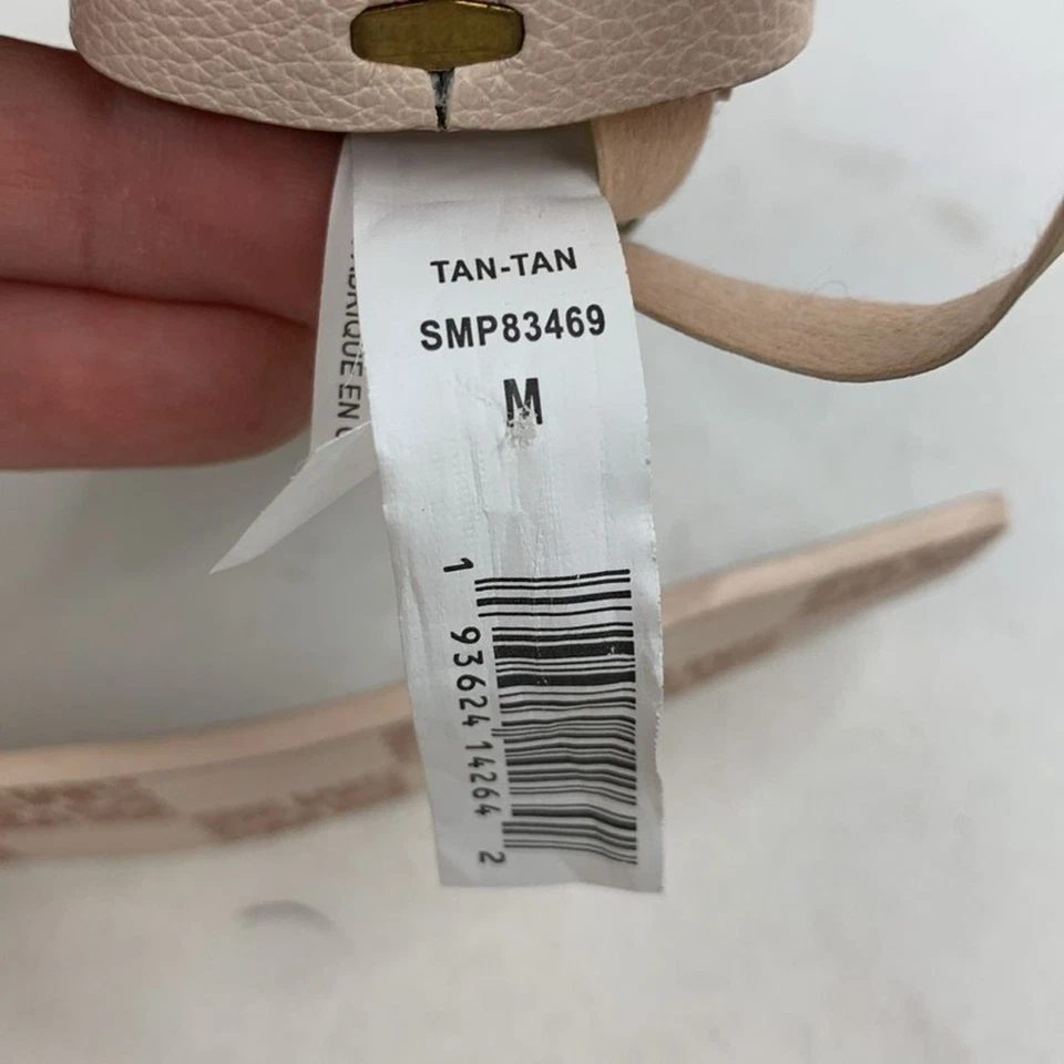 Cinturón Steve Madden Logo Doble Anillo Hebilla Talla Mediana Crema Tostado Dorado Foto 3 de 4