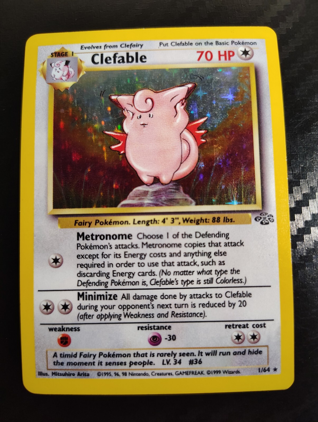 Clefable 01/64 Jungle Holo, Lightly Played, good condition