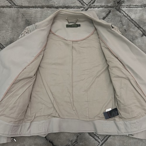 Mint Velvet Crochet Knit Lace Cream Biker Jacket - Size 8 UK Zipper Motorcycle - Picture 14 of 16