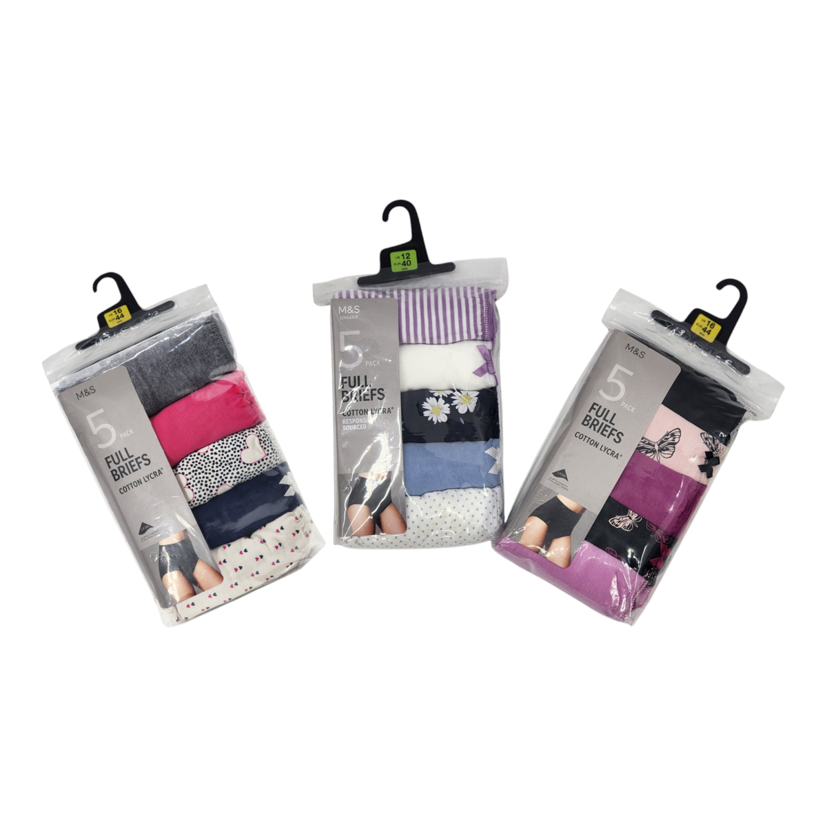 Marks & Spencer Mutande Vita Alta In Cotone E Lycra – Confezione Da 5 – Donna Taglia 56 (Nero)