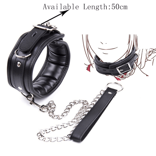 Bondage PU Leder Halsband Halskragen Gepolsterte Chocker Kette SM Korsett Slave - Bild 2 von 7