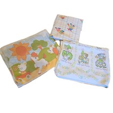 Baby Receiving Blankets Lot Of 3 Vintage Nursery Rhymes Bears Elephant Horse