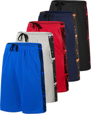 5 Pack: Boys' Mesh Basketball Athletic Shorts with Pockets Teen Kids Youth Qui