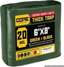 Tarp Cover Green/Black 6x8' for Camping Patio