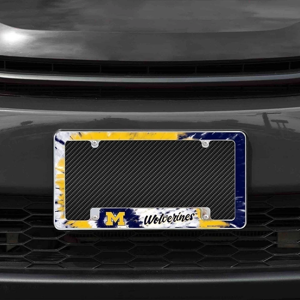 University of Michigan Wolverines Metal License Plate Frame Chrome Tag Cover... - Image 2 of 4