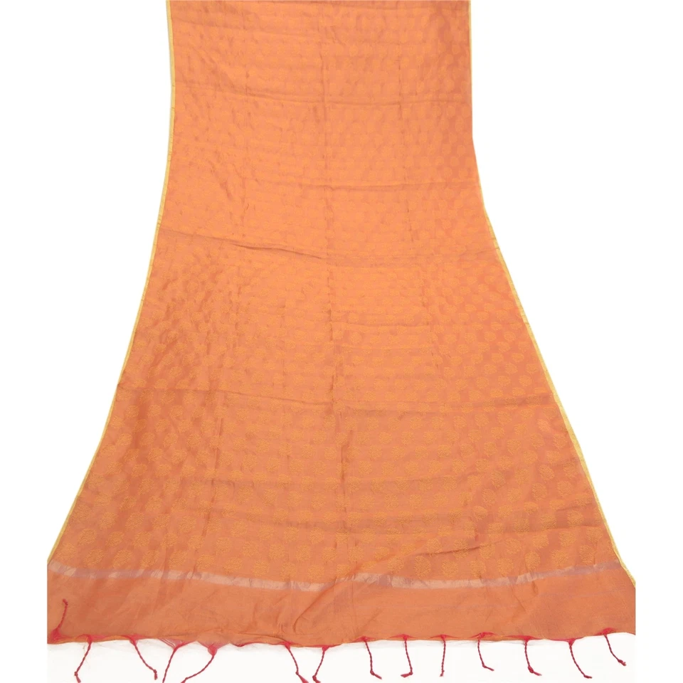 Санскрити винтажный Dupatta длинный украл искусства шелк оранжевый цветочный сплетенный надежном шарфы - Изображение 4 из 4