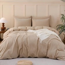 King Size Duvet Cover Set 104" 90" - 100 Washed Cotton Linen-Like, 4-Season