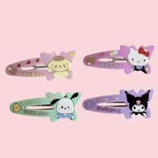 4 PC Set Sanrio Hair Clips Girls Hello Kitty Kuromi Snap Barrette Hair Clips