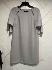 Banana Republic Gray Tie sleeves dress with built-in slip 100 polyester