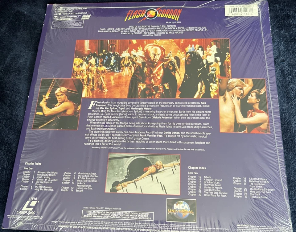 Flash Gordon (1980) Widescreen Laserdisc LD•RARE•in shrink - Image 2 of 2