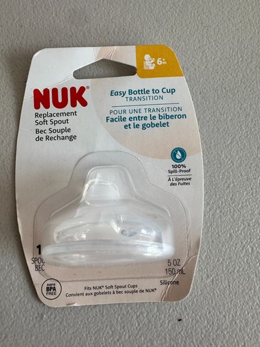2 pack NUK Replacement Silicone Spout, Spill-Proof, Soft Spout, Clear 6m+