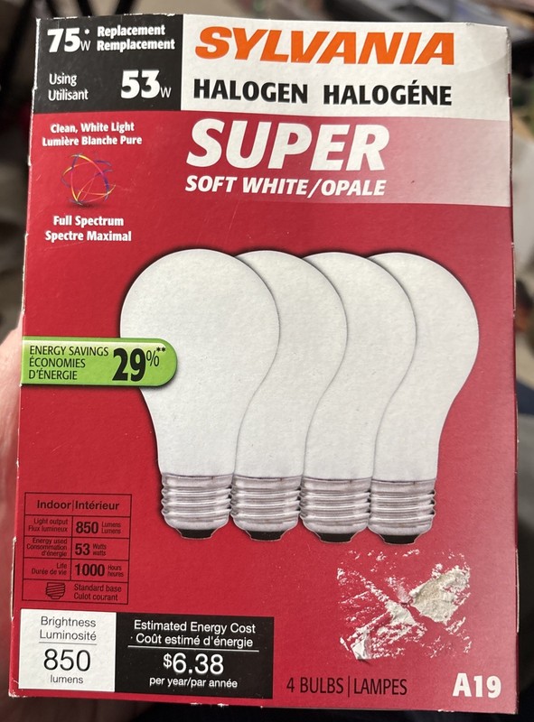 NEW Old Set of 4 Sylvania 53w Light Bulbs Halogen soft white 75w equivalent