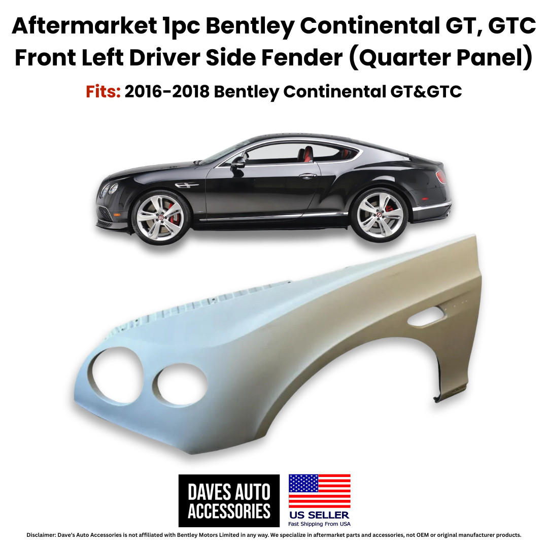Bentley Continental GT GTC 2016-2018 Carbon Fiber Left Side Fender Panel 1PC