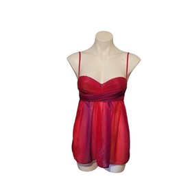 Victoria's Secret 34B Sexy Little Things Underwired BabyDoll Red Pink Sparkle