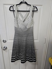 Calvin Klein Black And White Striped Criss Cross Back Dress Size 4