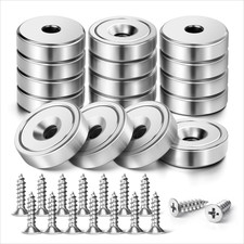 16pc Strong Cup Magnet Neodymium Countersunk Hole Heavy Duty Mounting With Screw