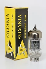 5751 (12AX7) SYLVANIA BLACK-PLATE TRIPLE 3-MICA [ ] -GETTER 1950's SINGLE TUBE