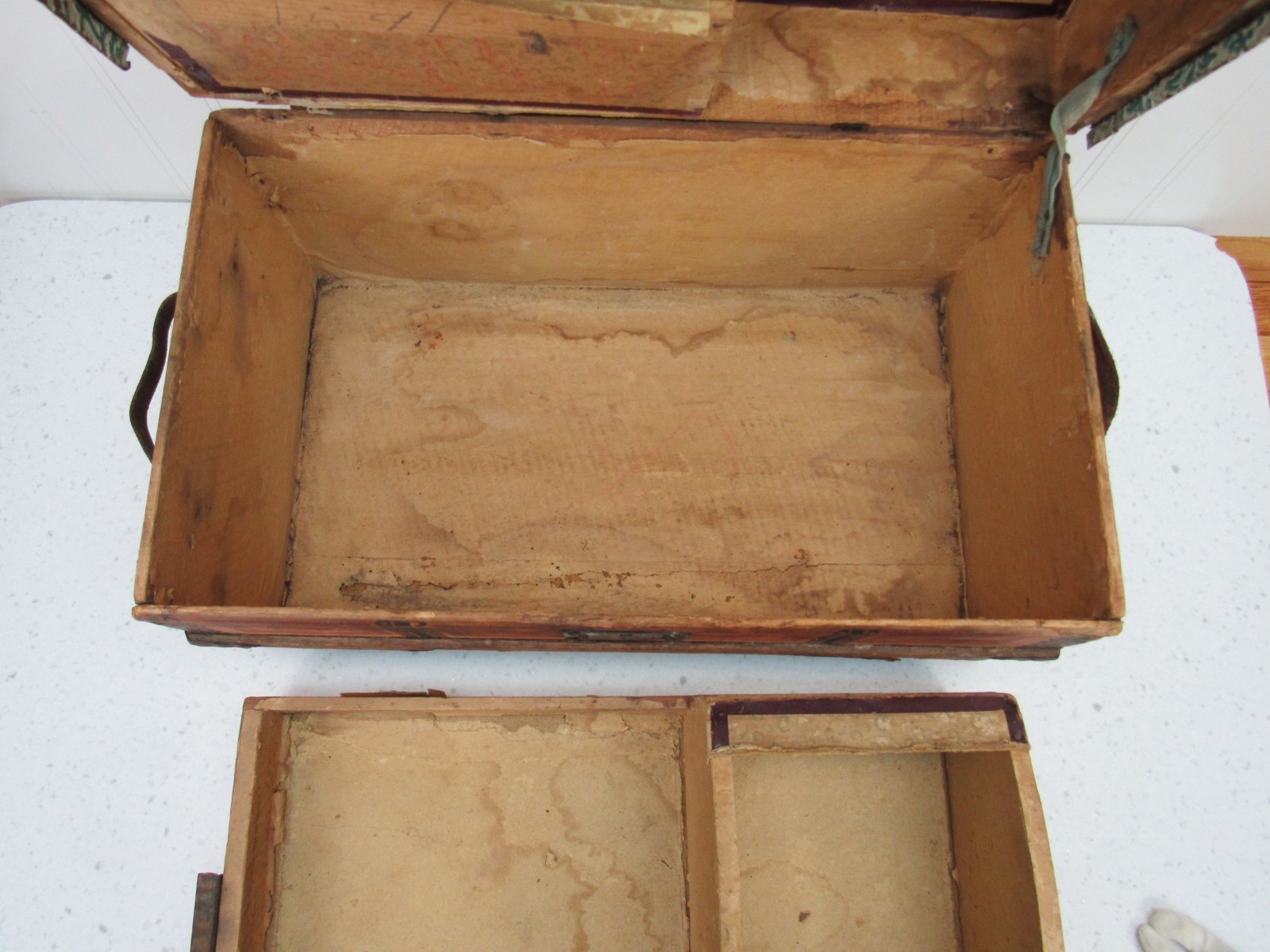 Antique Hump Back  Victorian Doll Trunk 1800s for repair restoration 16"