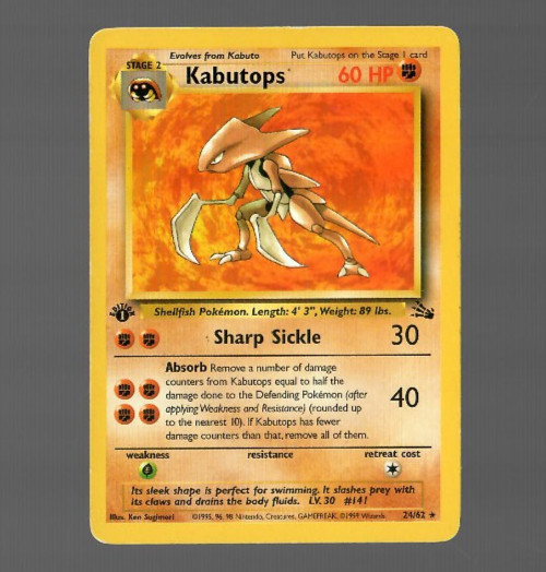 Pokémon TCG Kabutops Fossil 24/62 1st Edition Non Holo Rare LP