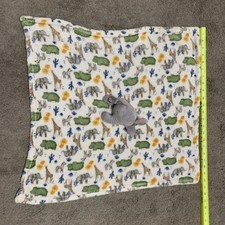 Modern Baby Elephant Giraffe Zebra Lion Hippo Lovey Security Blanket Safari 22"
