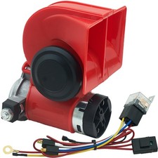 Air Horn For Truck 12V Compact Twin Tone BuiltIn Compressor 128dB Loud Red