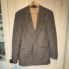 Burberrys 100 Pure Camel Hair Plaid Tailored Blazer Jacket Brown Gray 40" Chest