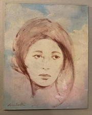 Giamberti Ivano Dipinto su cartone telato Volto di donna   Cm 24x30