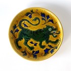 Plat circulaire en céramique émaillée de Edmond Lachenal, Décor au tigre - 1880s