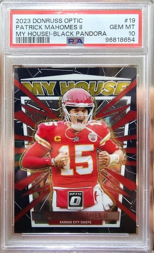 2023 Donruss Optic Patrick Mahomes #19 My House!-Black Pandora /25 - PSA 10