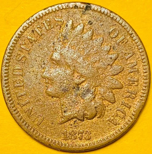 1873 U.S. INDIAN HEAD CENT COPPER PENNY 1c COIN (VF-Very Fine)