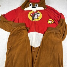 Buc-ee  s One Piece Suit Adult 2XL Brown Pajamas Cozy Fleece Beaver Costume