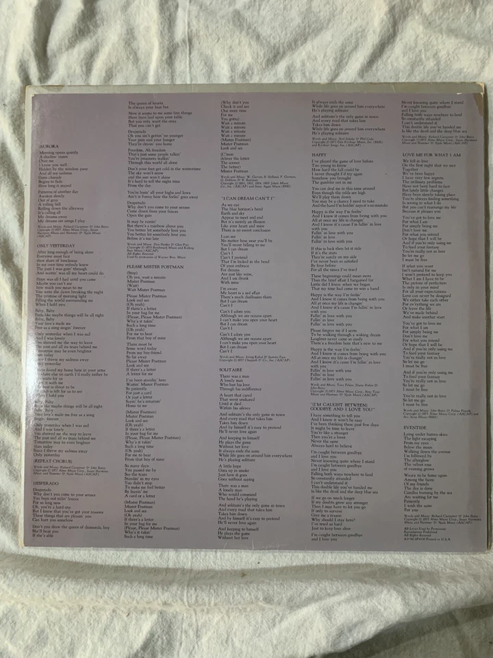 Carpenters Horizon Vinyl LP A&M Records 1975 VG/EX/EX - Image 4 of 4