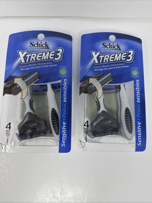 LOT OF 2 Schick Xtreme 3 Refresh Disposable Razor 4 pack Sensitive 8 total razor