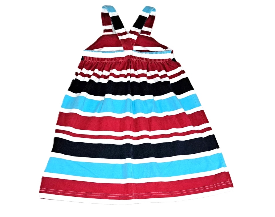 Девочек KELLY'S KIDS красный белый синий платье 4 5 4T хлопок вязаный 4 июля в полоску - Изображение 3 из 4