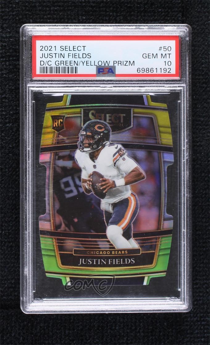 2021 Select Green & Yellow Prizm Die-Cut Justin Fields #50 PSA 10 Rookie RC ne1