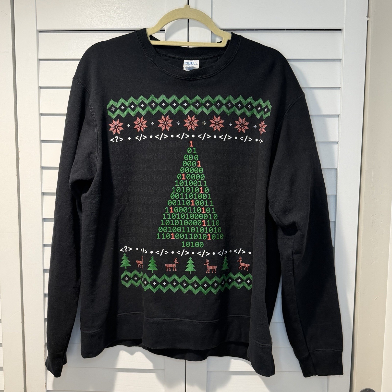 & Company Binary Code Christmas Tree Sweatshirt B… - image 1