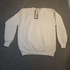 Vintage Sturdy Sweats by Lee Womens White Fleece Sz L Crew Neck Made In USA