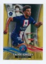 2023 Warren Zaire-Emery Topps Chrome Gold Refractor PSG Rookie Soccer Card 7/10. rookie card picture