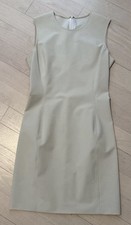 Prada Women Beige Sleeveless Sheath Dress Size 42 Zip Round Neck