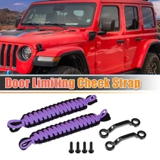 1 Set Car Door Limiting Straps for Jeep Wrangler JK w/ Brackets Black Purple