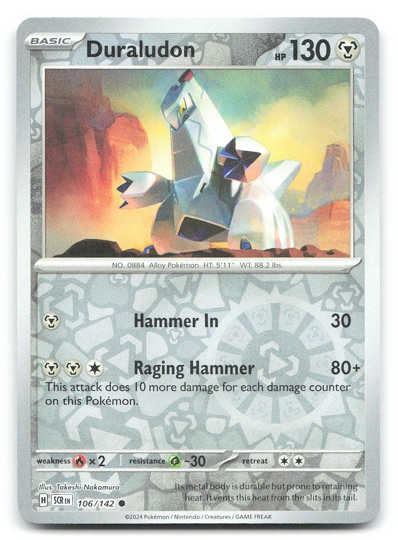 Duraludon SV07: Stellar Crown 106/142 Reverse Holo Pokemon NM