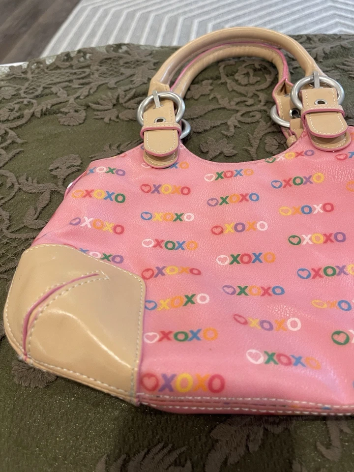 Bolso de Hombro Vintage XOXO Rosa Marrón Diseñador y2k Retro Mini Bolso Plateado Herrajes Foto 2 de 4